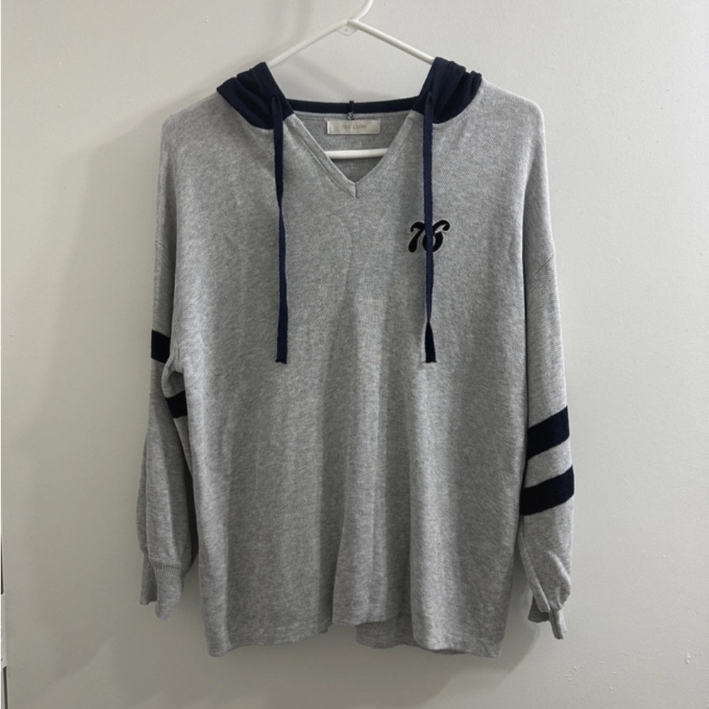 Gray and Navy Hooded Sweatshirt